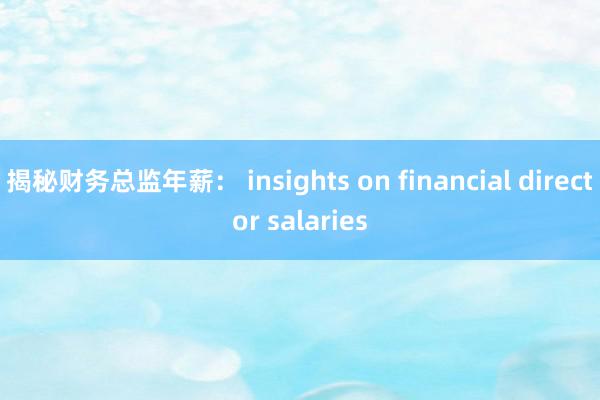 揭秘财务总监年薪： insights on financial director salaries